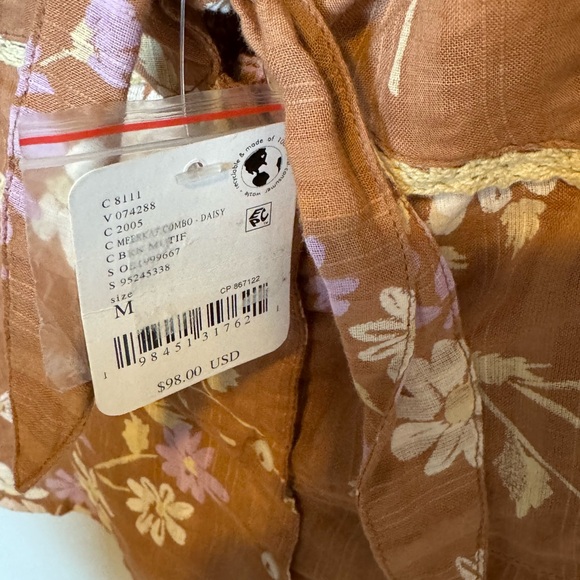 Free People Call Me Baby Blouse In Meerkat Combo Size Medium - Picture 5 of 9